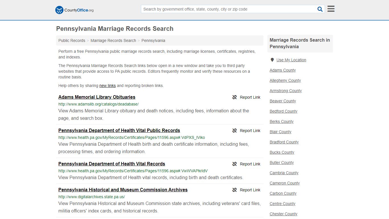 Marriage Records Search - Pennsylvania (Marriage Licenses ...