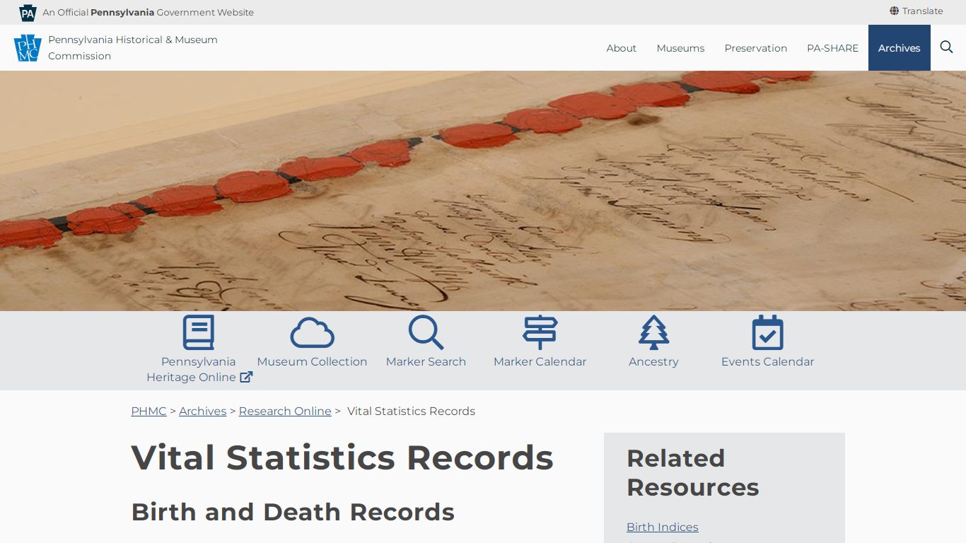 Vital Statistics Records - Pennsylvania Historical and ...